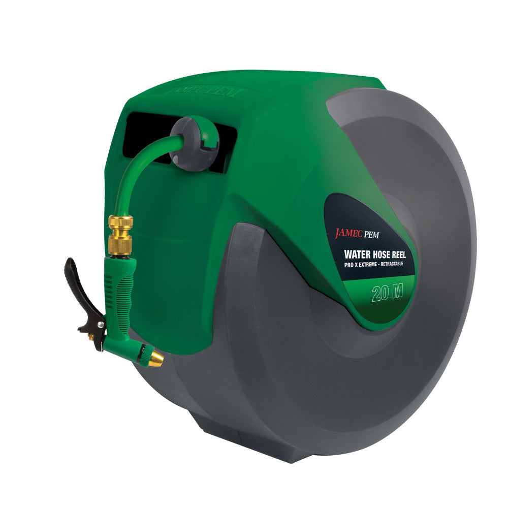 Jamec Water Hose Reel Retractable 12mm 20 Mtr H.D Hybrid Hose Pro x Extreme