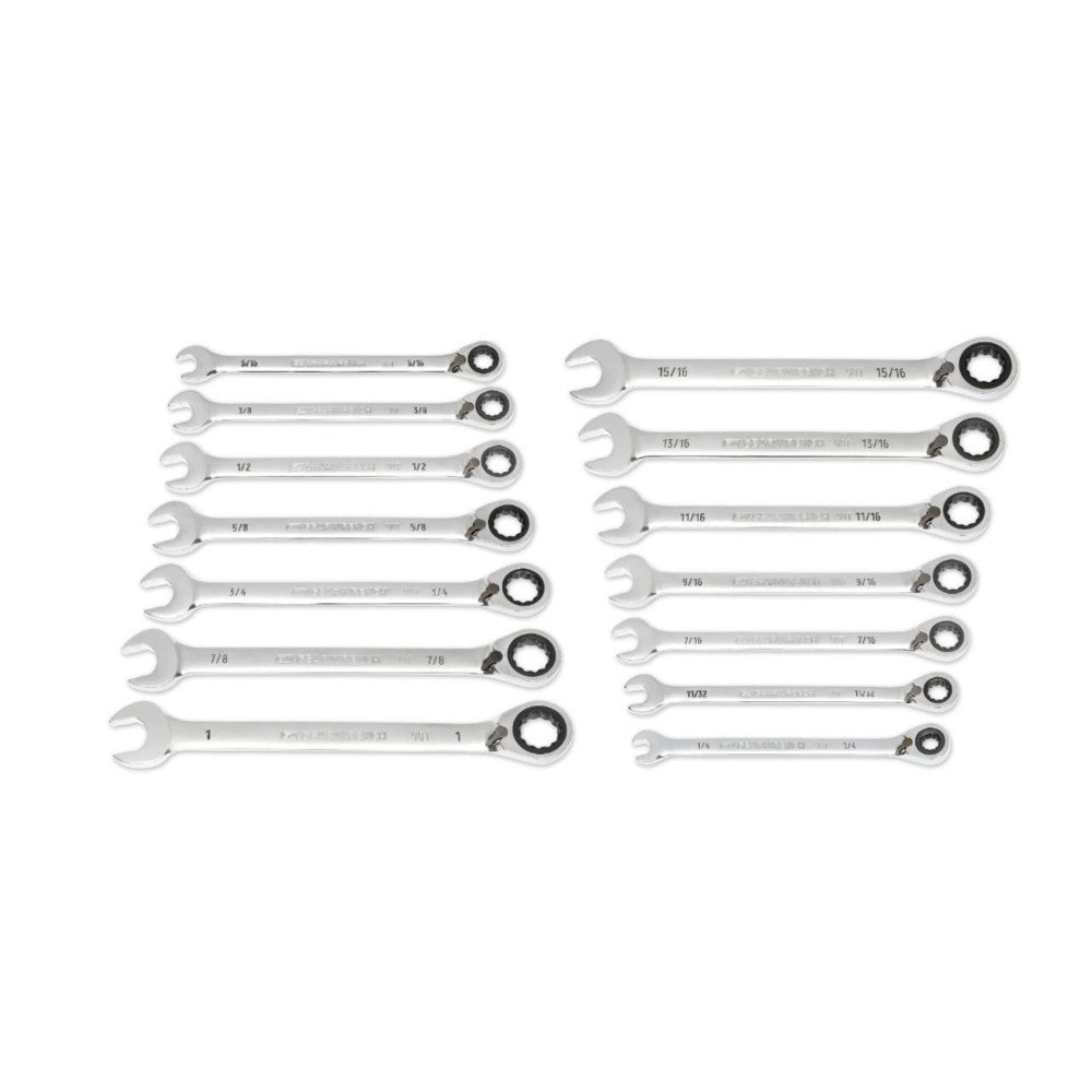 GEARWRENCH 14Pc 90-Tooth 12-Point SAE Reversible Ratcheting Wrench Set