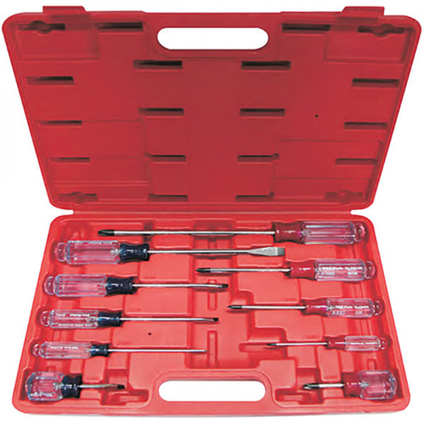 T&E Tools 10Pc Acetate Standard Screwdriver Set