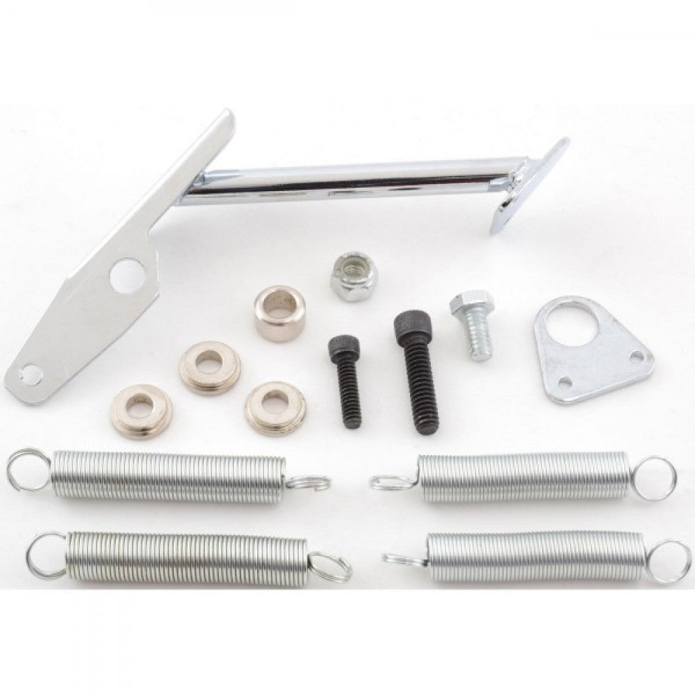 TSP CHROME STEEL THROTTLE RETURN SPRING & BRACKET KIT FOR HOLLEY CARBURETORS