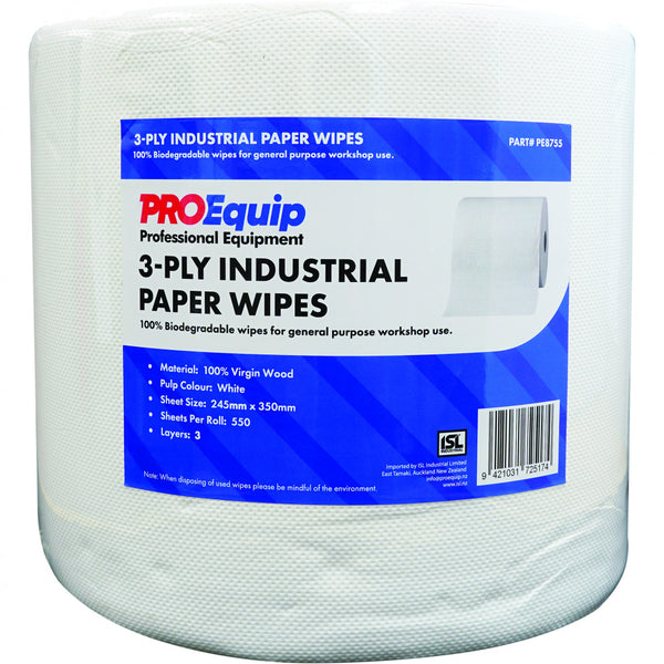 Proequip 3-Ply Industrial Paper Wipes - 550 Sheets