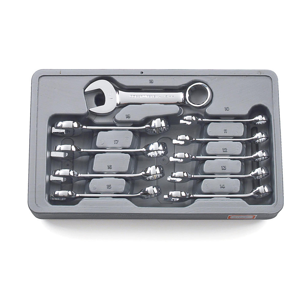 GEARWRENCH Wrench Set Combination Non-Ratcheting Stubby Tray MET 10Pc