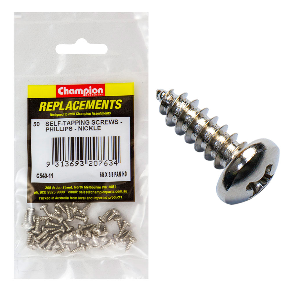 Champion 6G x 3/8in S/Tapping Screw Pan Head Phill