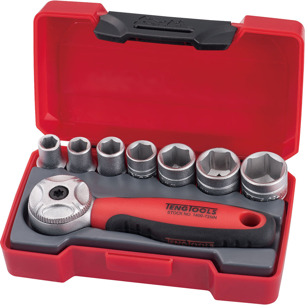 Teng 8Pc 1/4in Dr. Socket Set W/Mini Ratchet