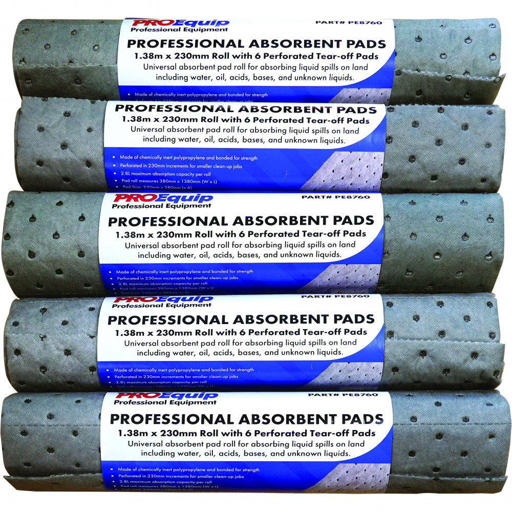 Proequip Absorbent Clean-Up Sheets - 380mm x 230mm