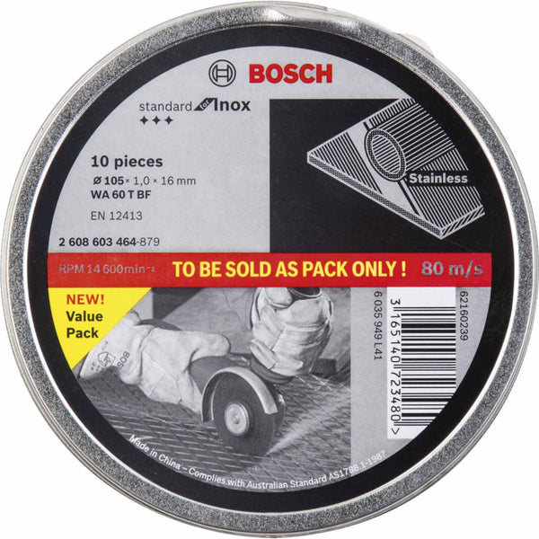 Bosch Inox Cutting DiscØ 105 x 1.0 x 16 mm 10 Pack