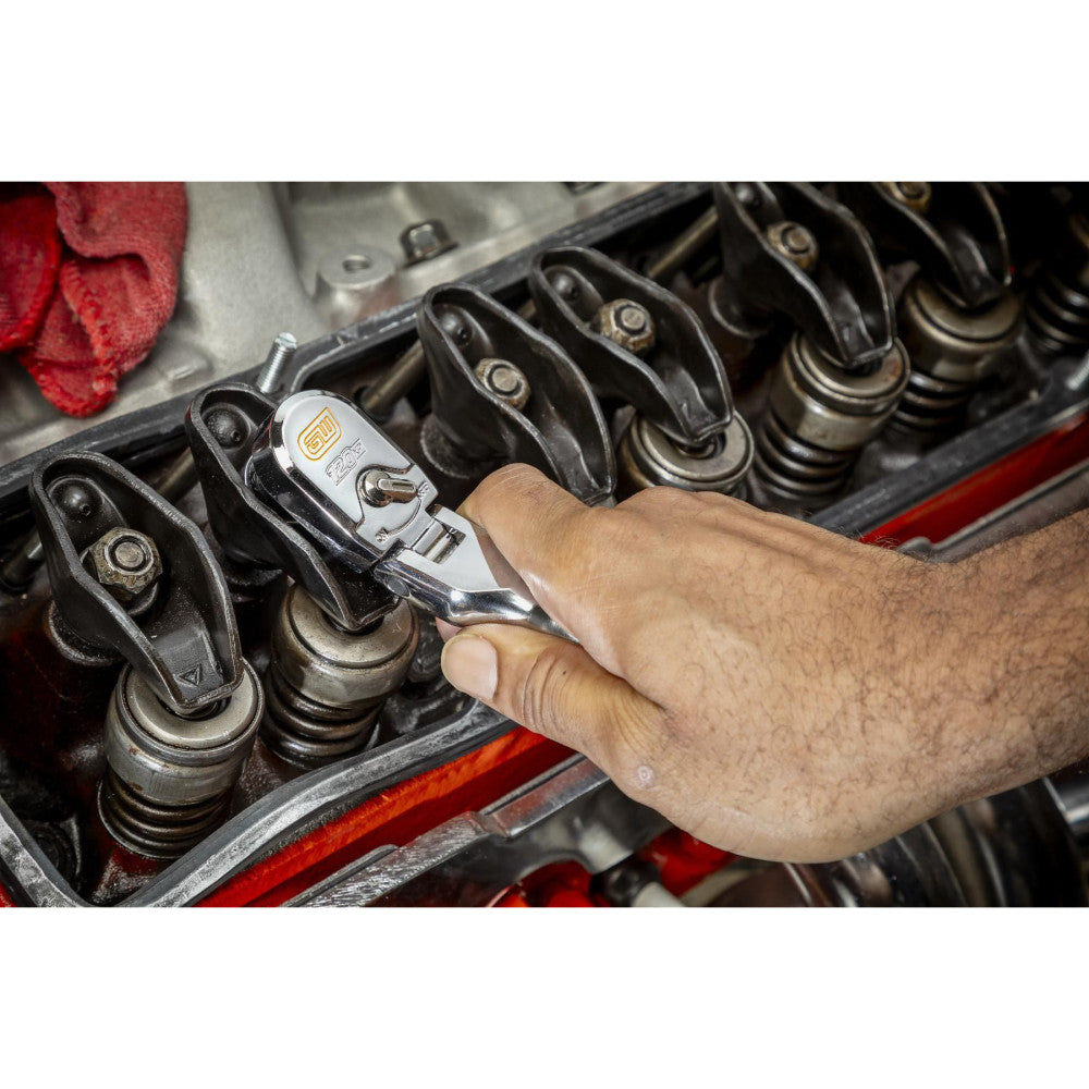GearWrench 3/8in. Drive 120XP™ Full Polish Chrome Stubby Flex Head Ratchet
