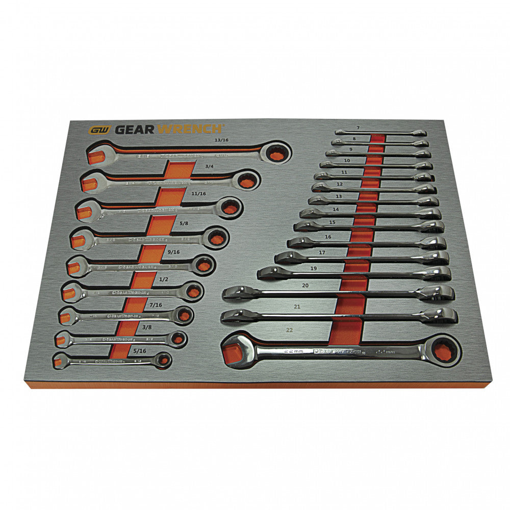 GEARWRENCH 24Pc Metric/SAE Ratcheting Wrench Set In EVA Tray 83990