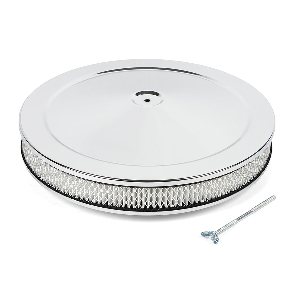 Air Cleaner Chrome 14 x 2" Flat Base Paper Element