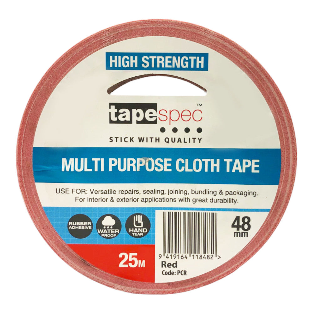 Waterproof Multi-Purpose Cloth Tape Red 48mm x 25m