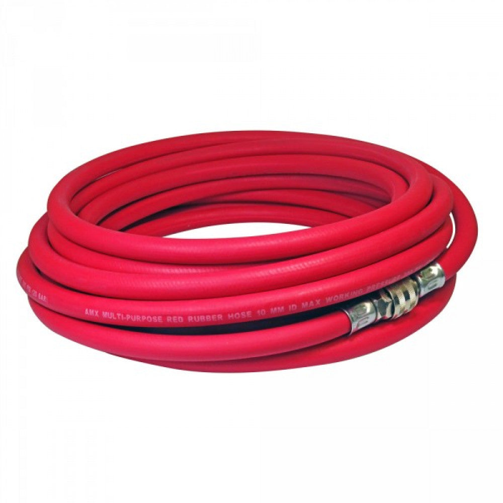 20 Metres x 10mm Rubber Air Hose Set With Big Bore Couplers