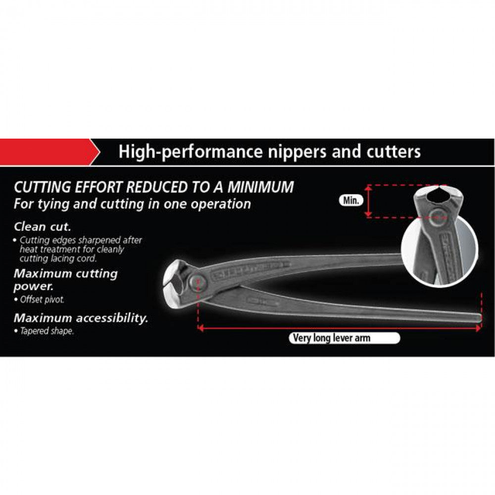 Plier End Knipper Heavy Duty 23mm Wide x 220mm Long Facom 495A.22EL