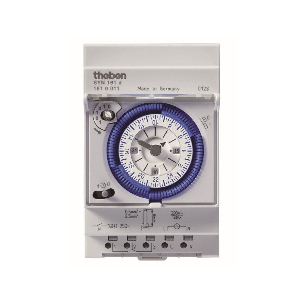 SYN161d 24hr Analogue Override 3xDIN Mt 16/4A 230V