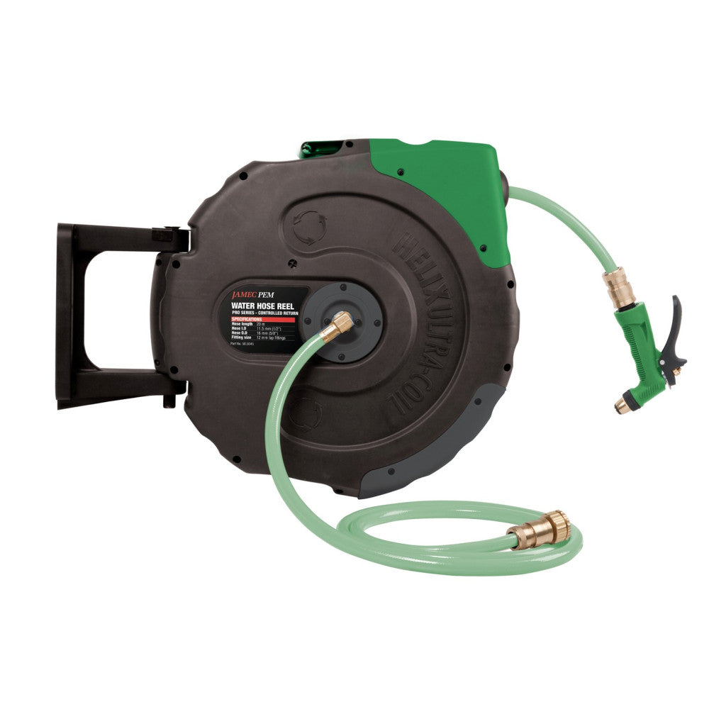 Jamec Water Hose Reel - Retractable - 12mm (1/2") - 20 Metres - PVC Hose
