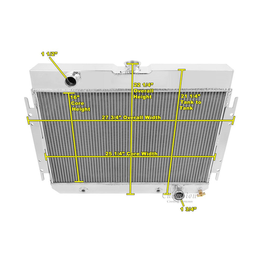 Champion Radiator,Shroud & Fan Kit Chev-Chevelle Belair 1963-67 Dual 12" Fans