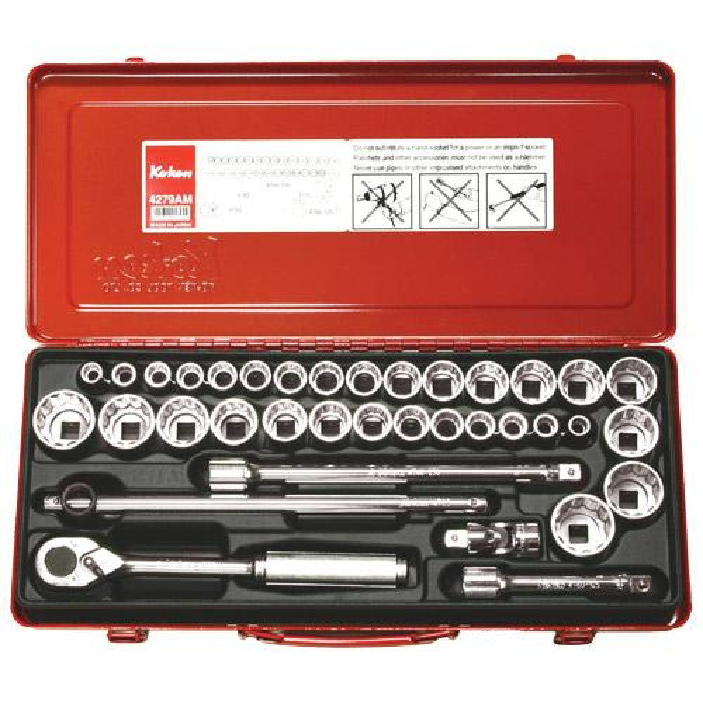 Socket Set 1/2"Dr 3/8"-1.1/4" 10-32mm 12Point 36Pce 4279AM Koken
