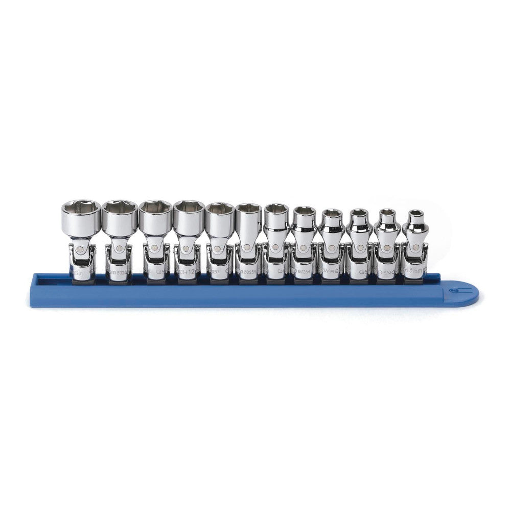 GEARWRENCH Socket Set 1/4" Drive Flex 6pt Rail MET 12Pc