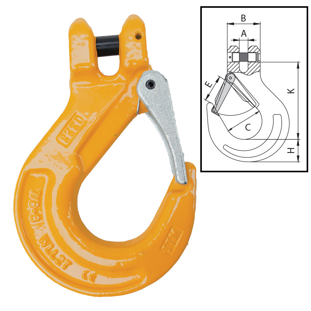 ITM G80 Clevis Sling Hook W/ Safety Latch-7-8mm Chain