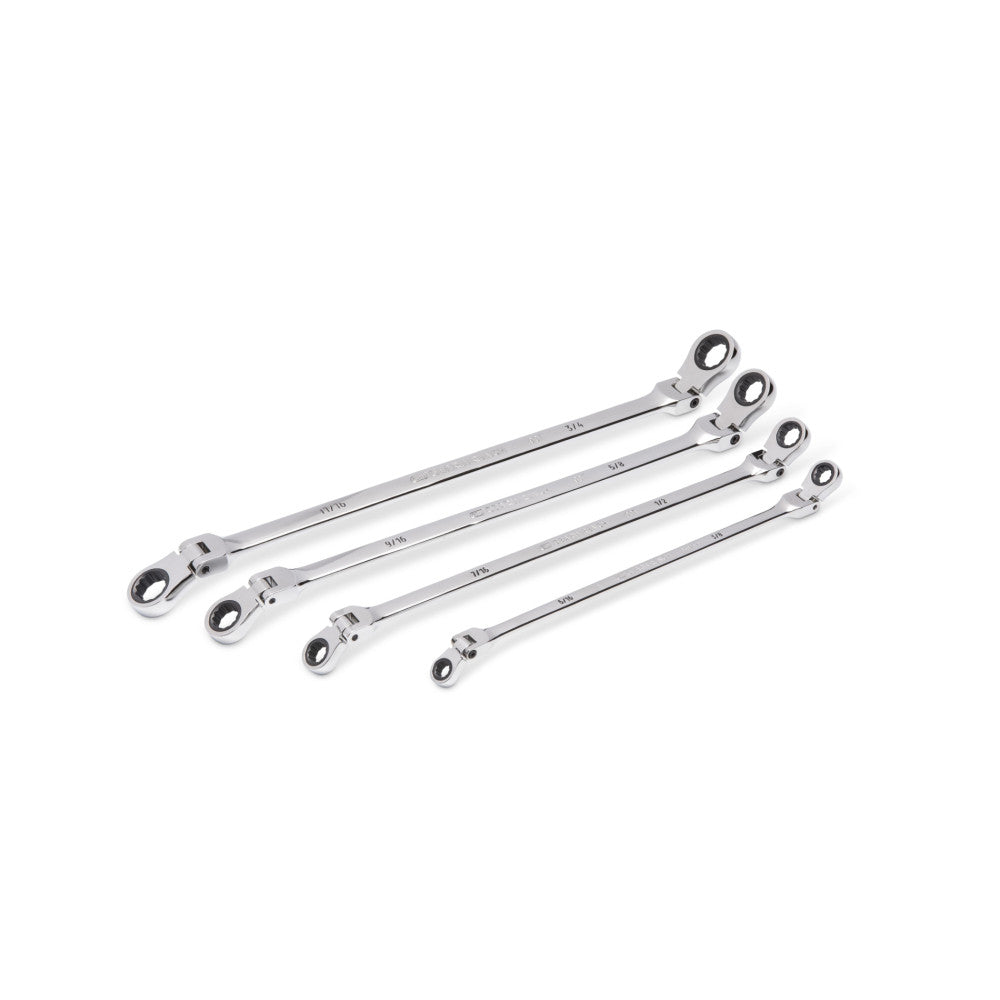 GEARWRENCH 4Pc 90-Tooth 12 Point SAE GearBox™ Double Flex Ratcheting Wrench Set