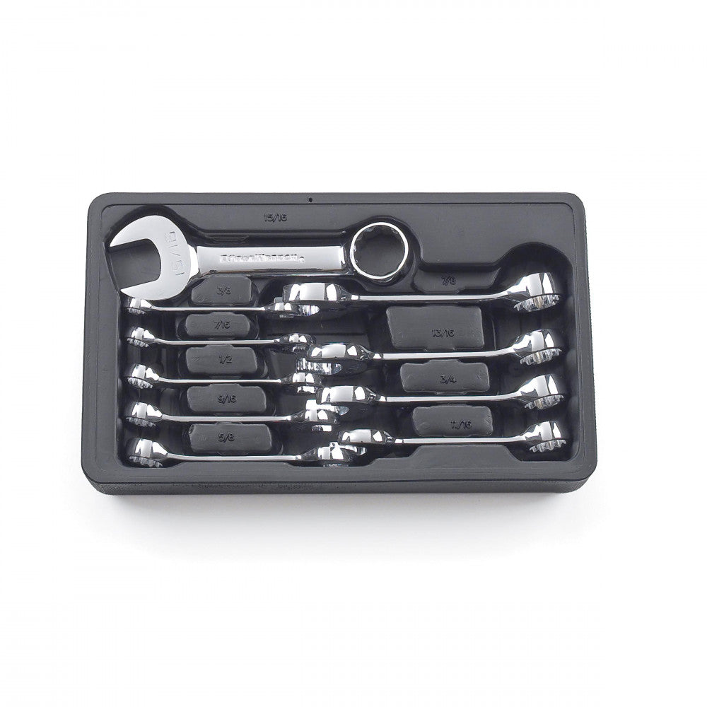 GEARWRENCH Wrench Set Combination Non-Ratcheting Stubby Tray SAE 10Pc