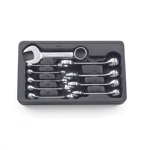 GearWrench Wrench Set Combination Non-Ratcheting Stubby Tray SAE 10Pc