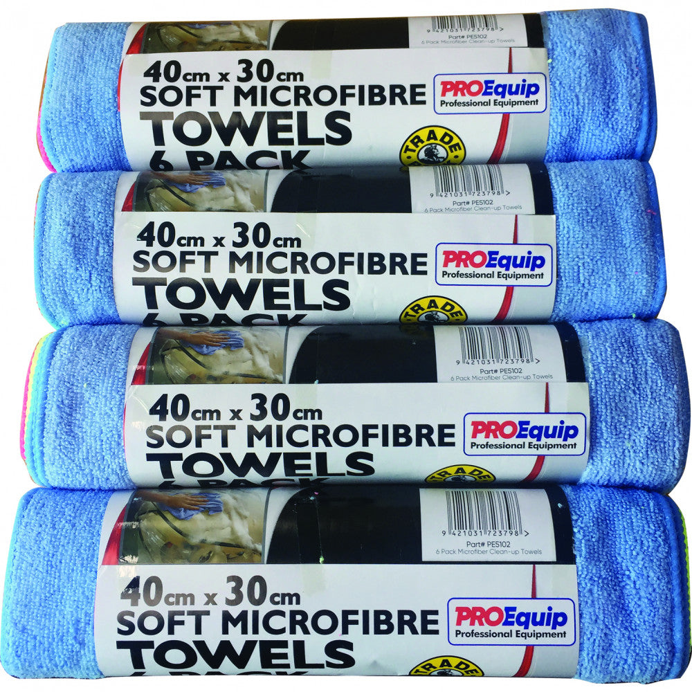 Proequip 24Pc Microfiber Clean-Up Cloths 40cmx30cm