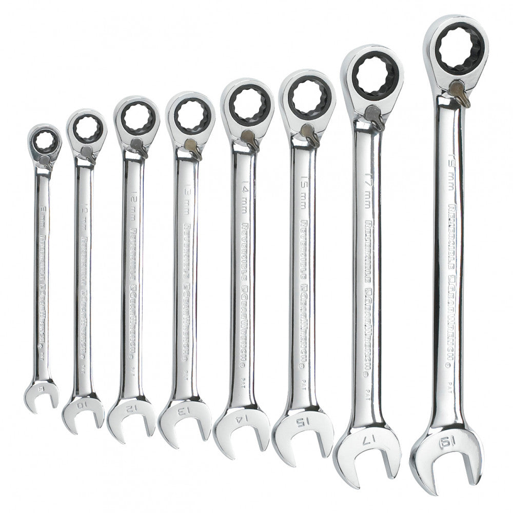 GEARWRENCH Wrench Set Combination Ratcheting Reversible Tray MET 8Pc