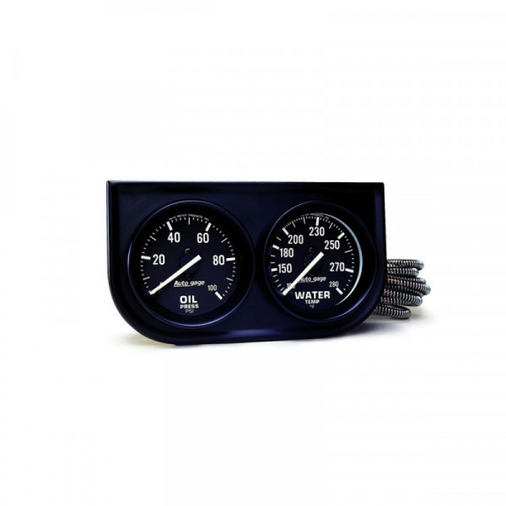 Auto Gage Dual 2-1/16 Water Temp & Oil Press FS BLK