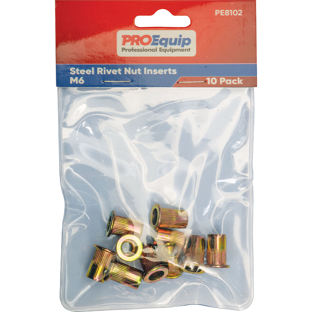 Proequip M6 Steel Rivet Nut Inserts - 10Pk