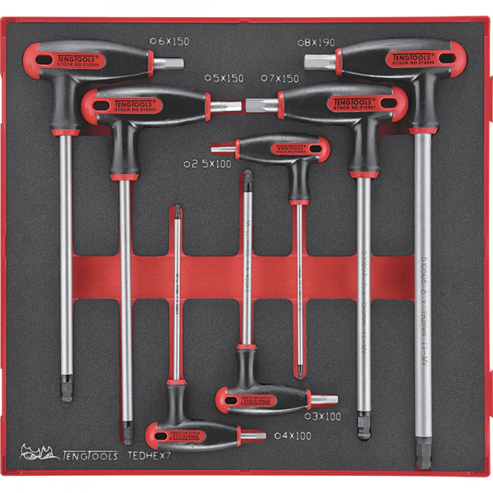 Teng 7Pc T-Handle Hex Set 2.5-8mm - Ted-Tray™