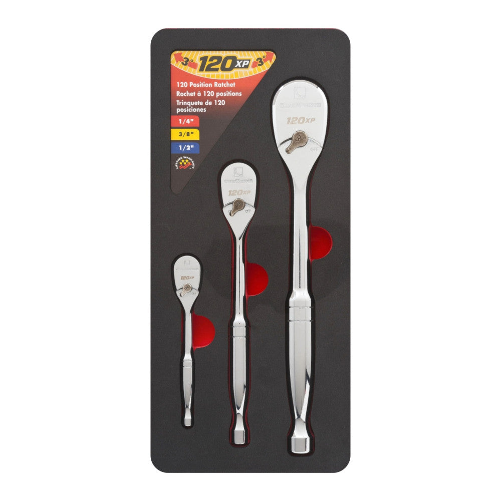 GEARWRENCH 3Pc Multi Drive 120XPâ„¢ Teardrop Ratchet Set In EVA Tray