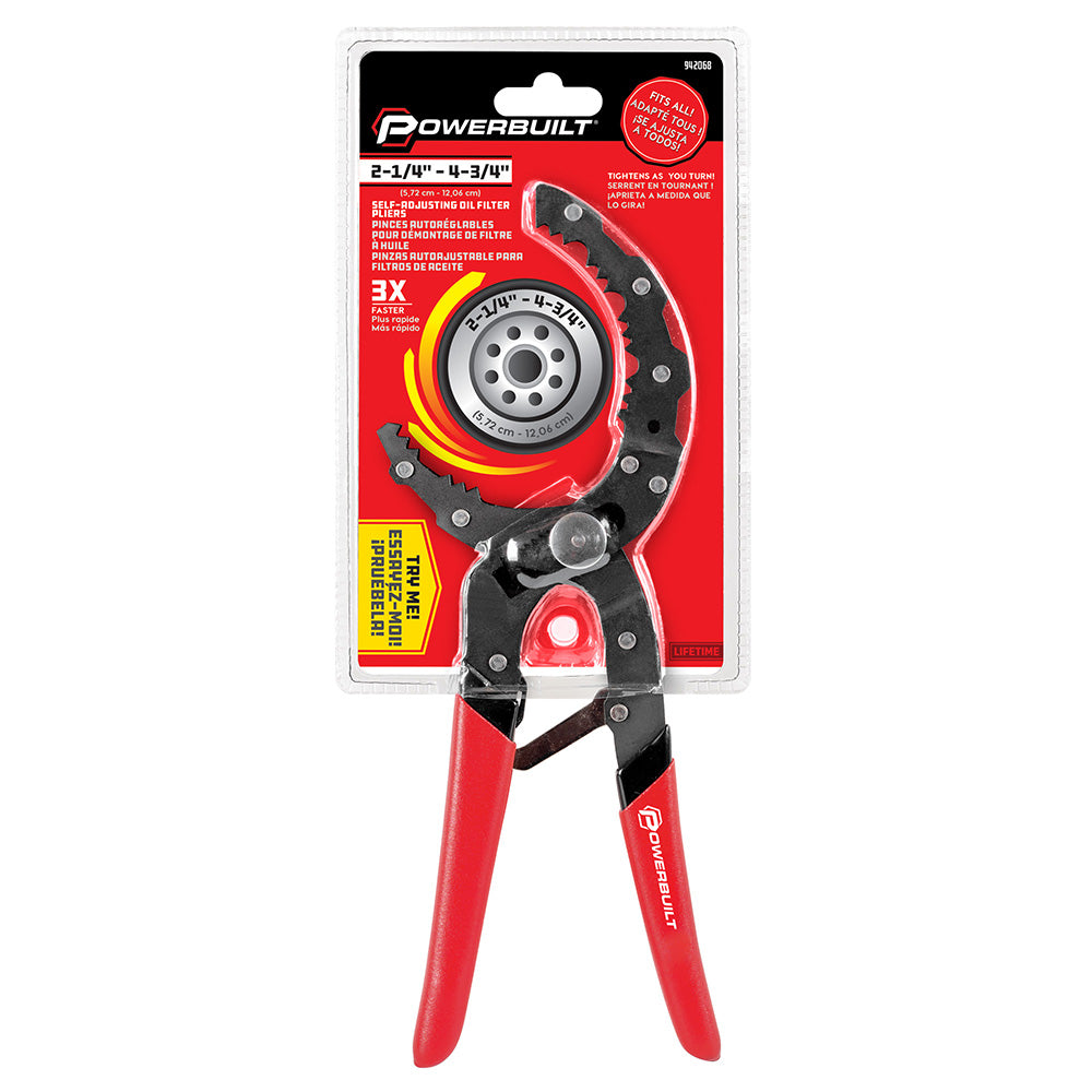 Powerbuilt Self-Adjusting Oil Filter Plier 58mm - 120mm Ø