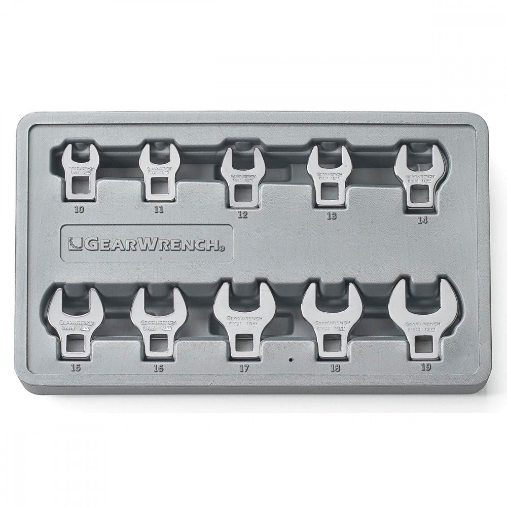 GEARWRENCH Wrench Set Crowfoot Non-Ratcheting 3/8" Drive Tray MET 10Pc