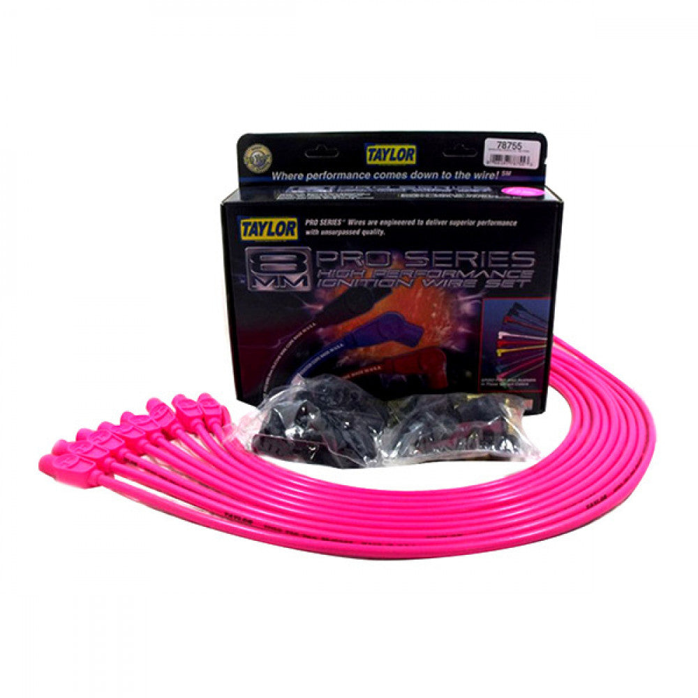 Taylor HT Ignition Leads 8mm HOT PINK Straight #78755