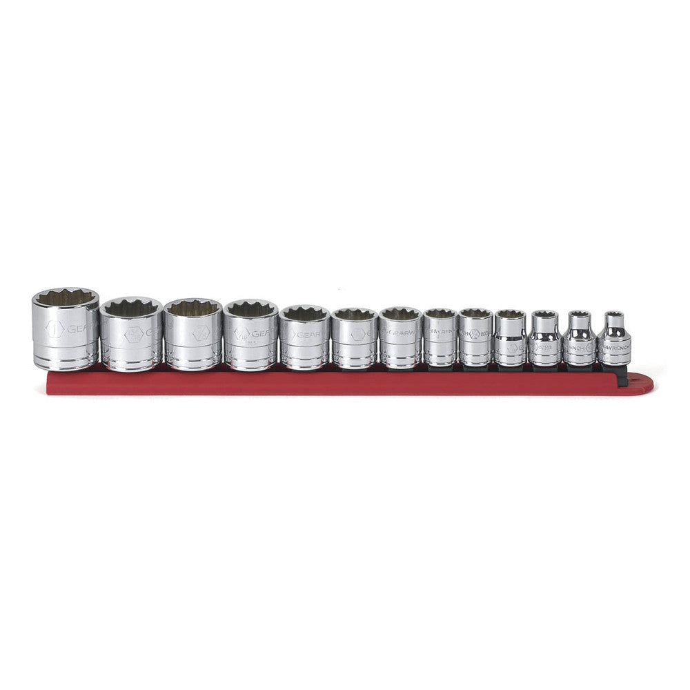 GEARWRENCH Socket Set 3/8" Drive Standard 12pt Rail SAE 13Pc
