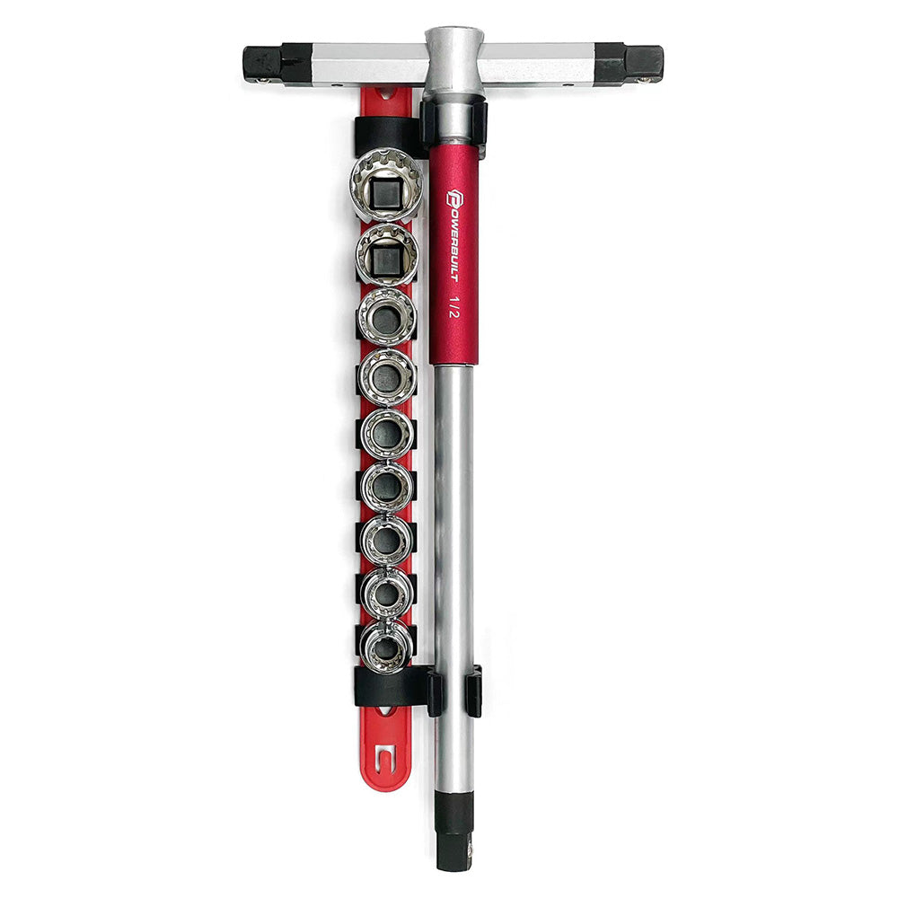 Powerbuilt 1/2Dr 10Pc Spline Socket Set With 3-Way T-Handle Driver