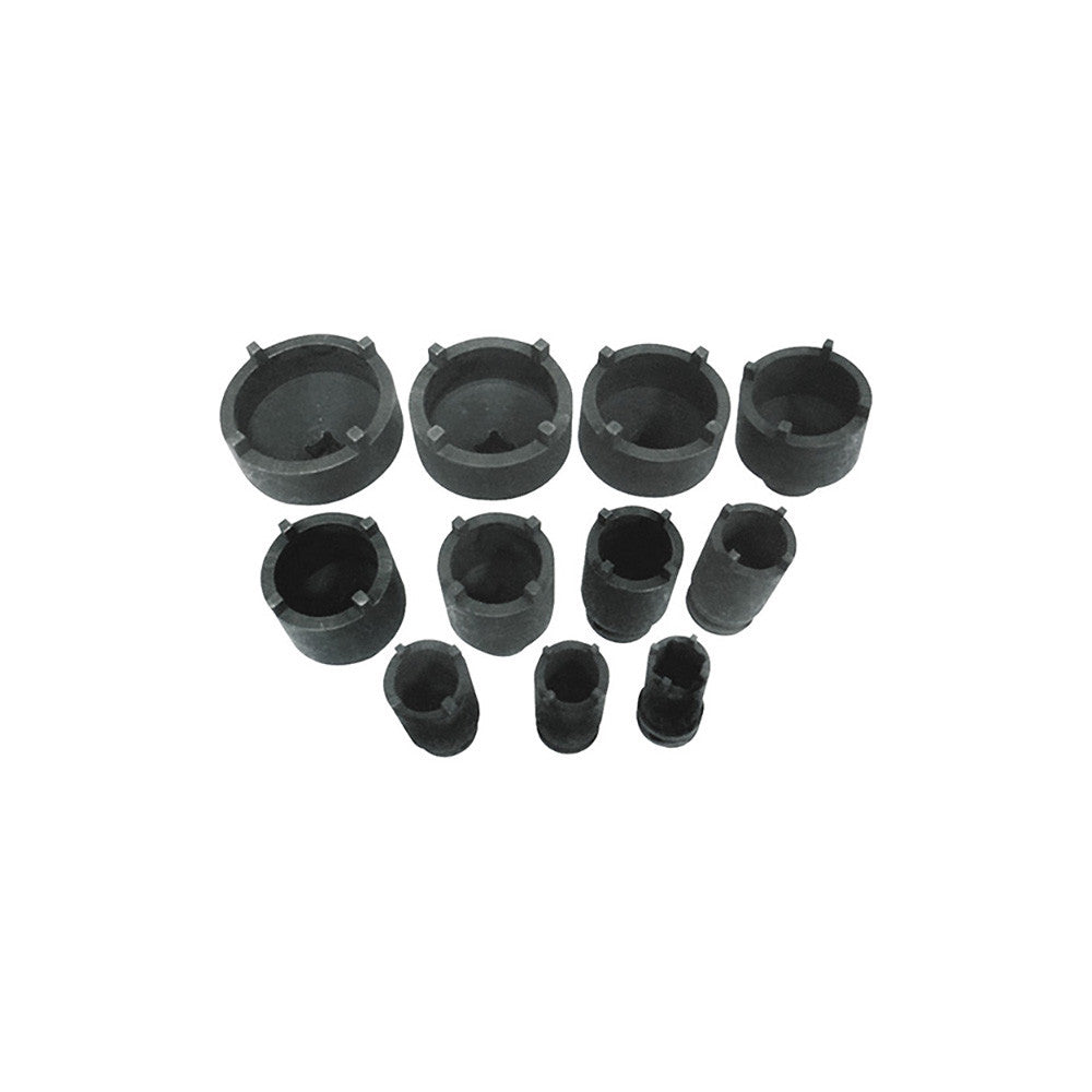 T&E Tools 11Pc 4 Pin Locknut Sockets (Outer Teeth)
