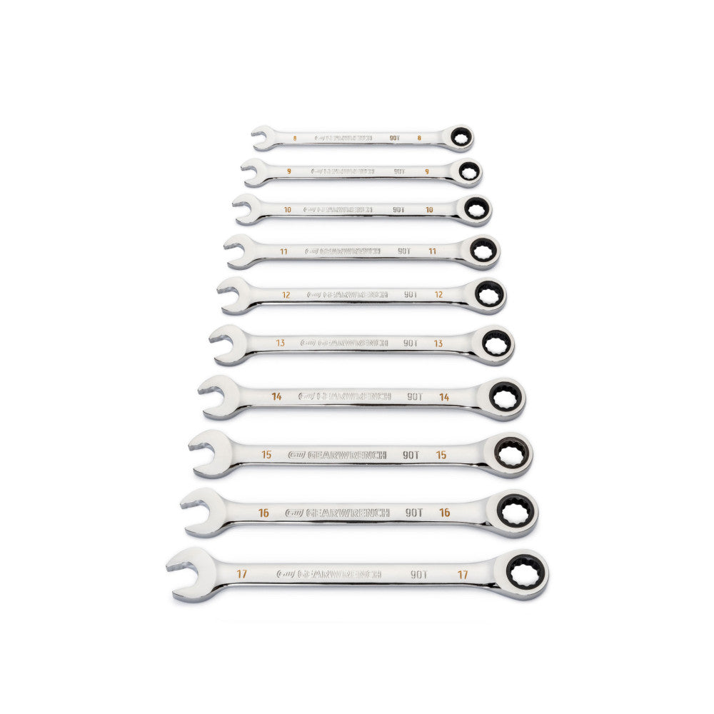 GEARWRENCH 12Pc 90-Tooth 12Pt Metric Combination Ratcheting Wrench Set