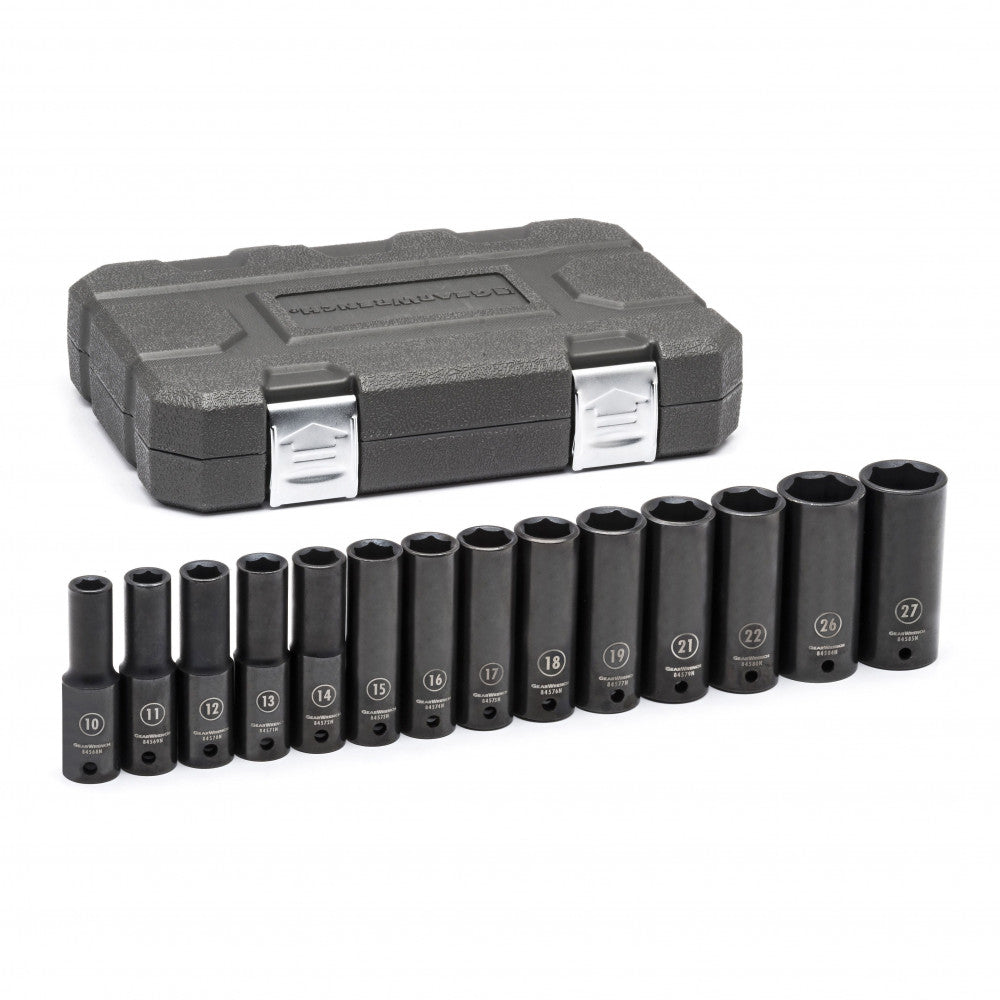 GEARWRENCH Socket Set 1/2" Drive Impact Deep 6pt BlowMold Case MET 14Pc