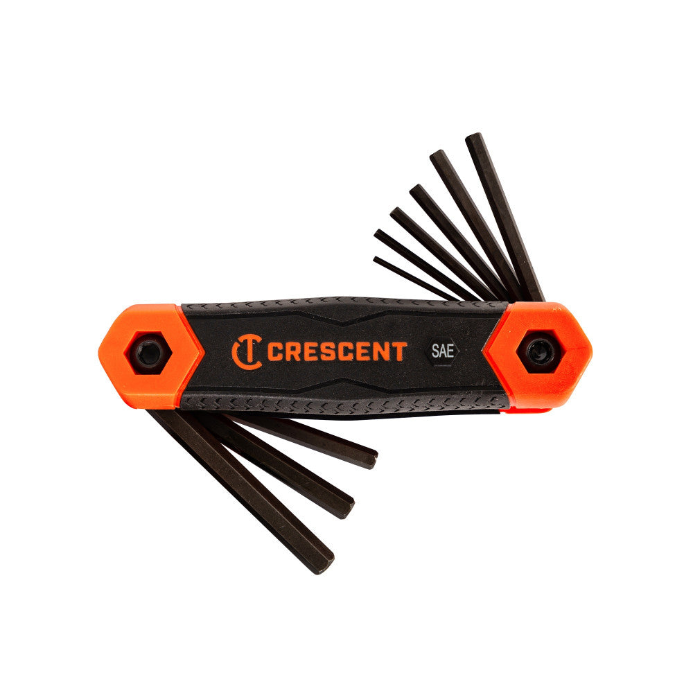 Crescent 9 Piece. Folding SAE Hex Dual Material Key Set