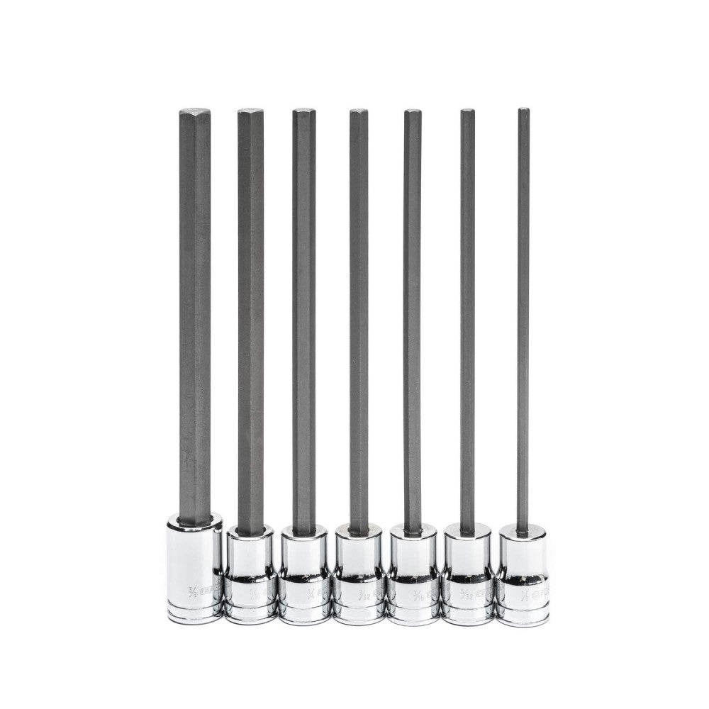 GEARWRENCH 7 Pc. 3/8" Drive Long Length Hex Bit SAE Socket Set