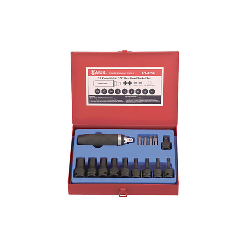 Genius 1/2" Metric Hex Head Driver Set 15Pc