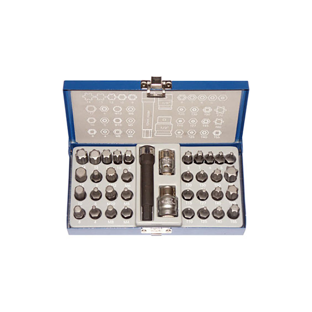T&E Tools 37Pc Torx / Spline / Ribe And Hex Bit Set