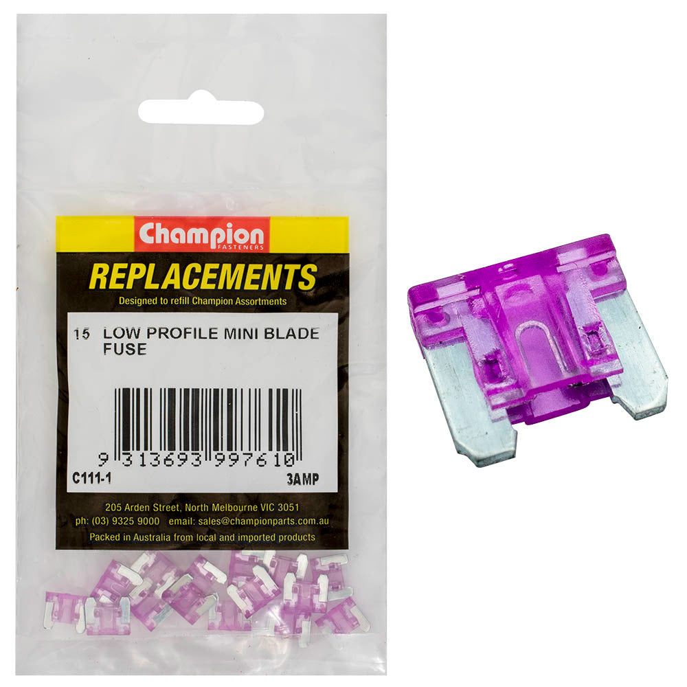 Champion 3Amp Low Profile Mini Blade Fuse (Violet)