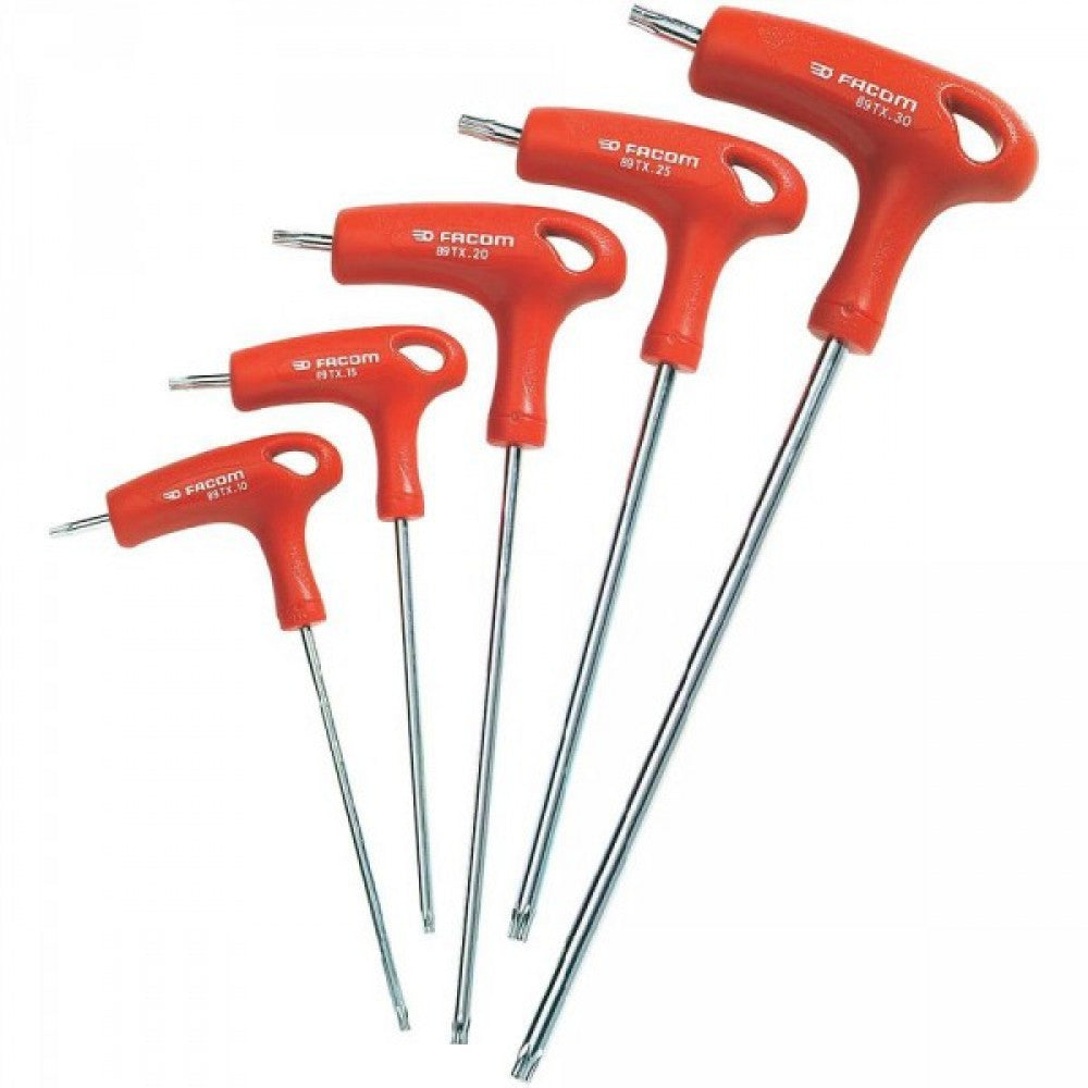 Tor Key Set 5pce Ergo "T" Handle With T10 T15 T20 T25 & T30 Facom 89T.PB