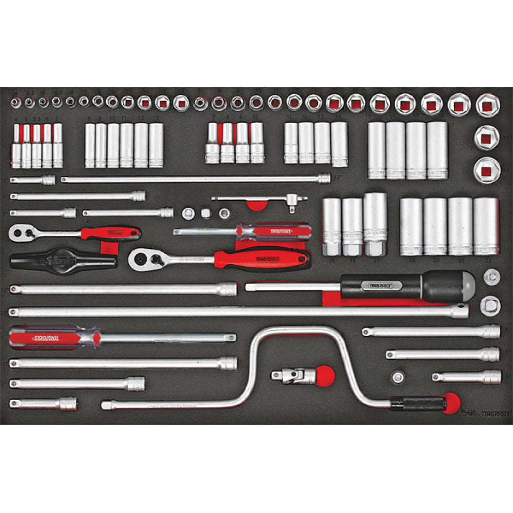 Teng 86Pc 1/4in & 3/8in Dr. Metric Skt & Acc Set (