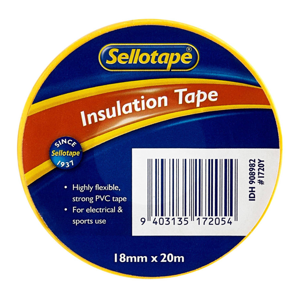 Sellotape 1720Y Insulation Yellow 18mmx20m Pk 10
