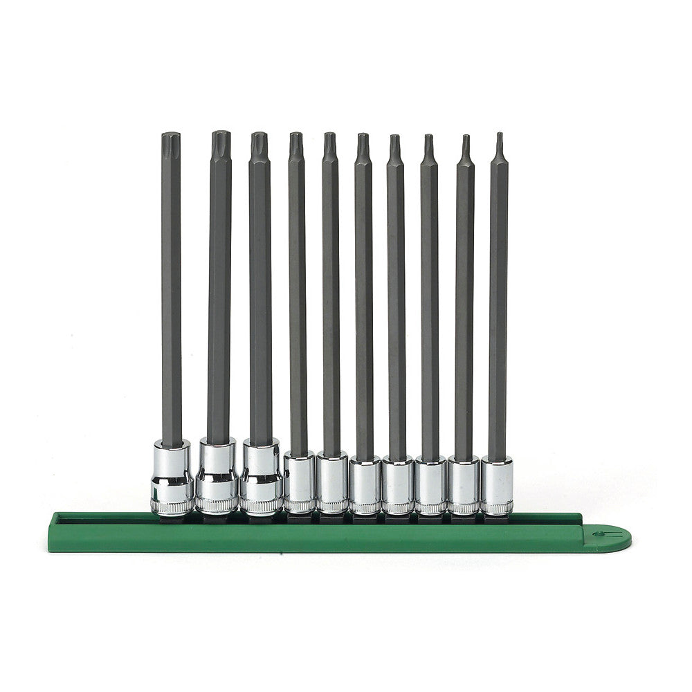 GearWrench Socket Set Bit Set 1/4" & 3/8" Drive Long Rail Torx 10Pc