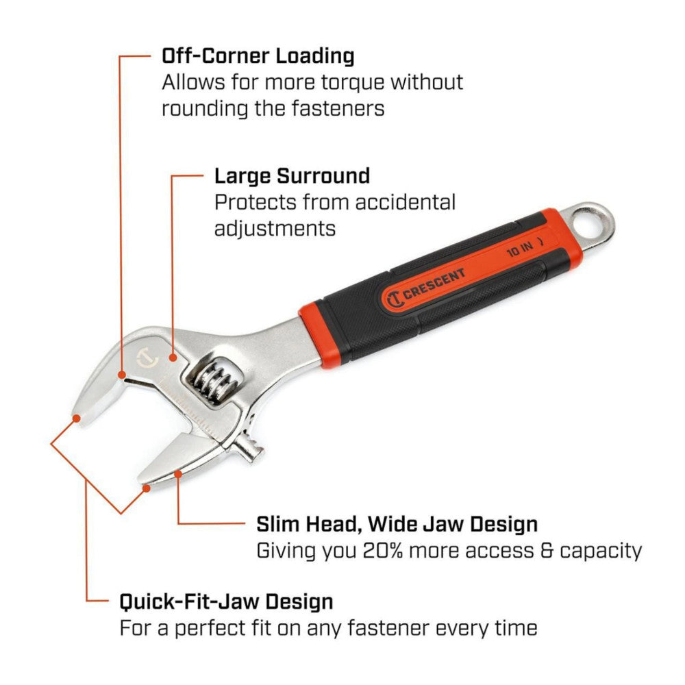 Crescent 10in. Adjustable Wrench W/ Quick-Fit-Jaw