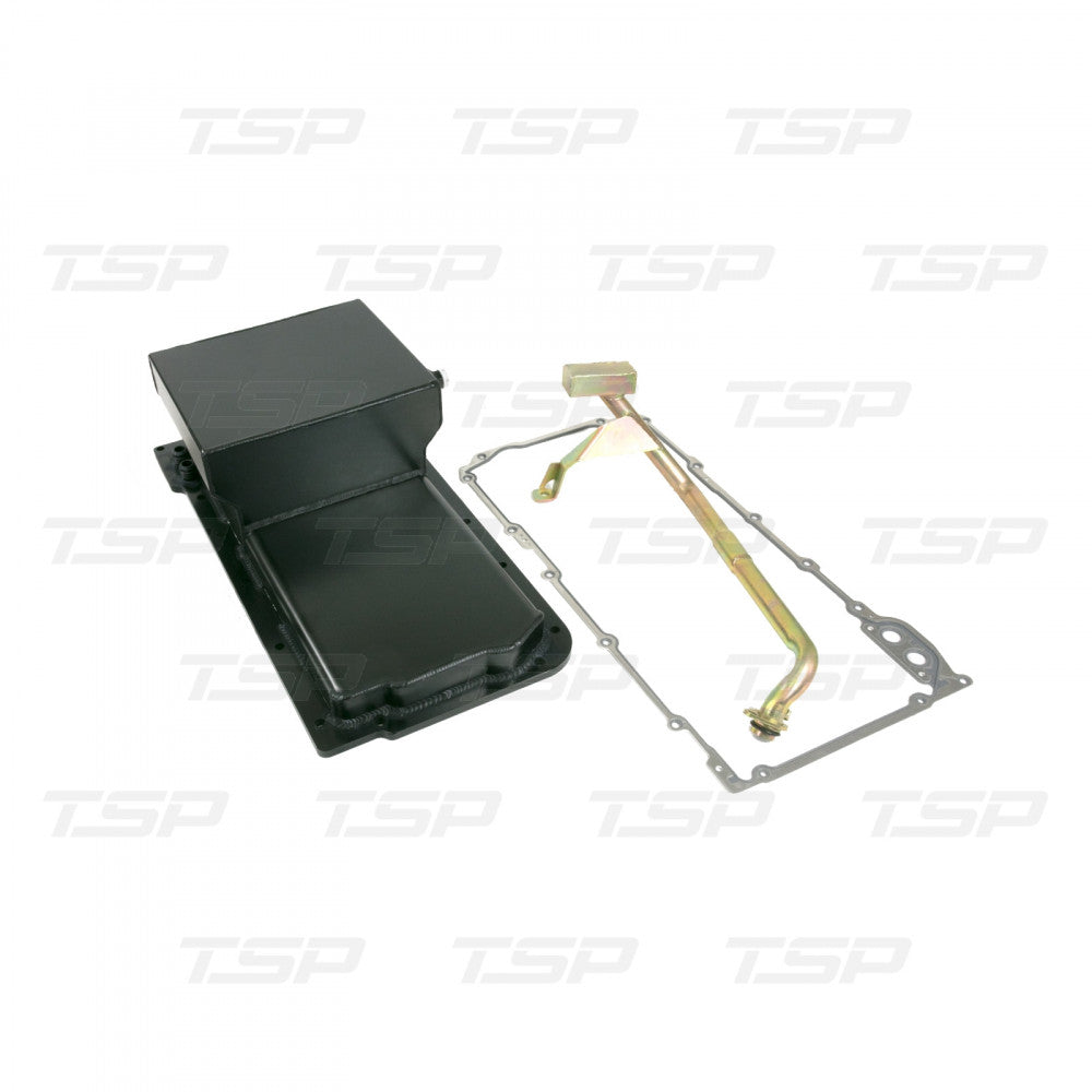 TSP LS FABRICATED ALUMINUM 7-QUART REAR SUMP OIL PAN (BLACK) #81004BK-R